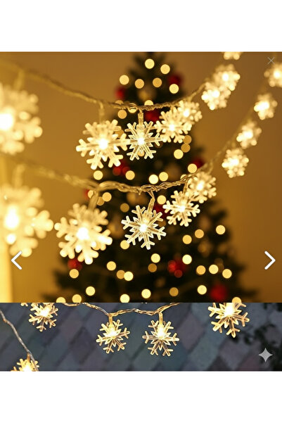 KdrElektronik Yılbaşı Ruhu! 28'li Kar Tanesi LED Işık Zinciri - Sıcak Beyaz D...