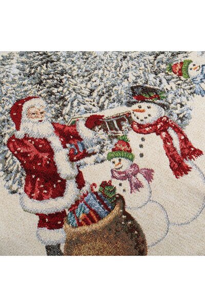 OEM Christmas Tablecloth Tapestry Ecru Santa Claus Snowman 180x140cm