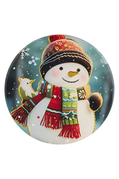 OEM Round Ceramic Christmas Snowman Glass Holder Ø10.8cm