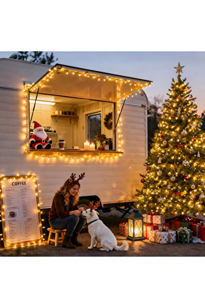 GARDEON ® Set of 2 Linear Roll String Lights, 50m Each, 8 Light Modes, Black Wire, IP44, Warm White