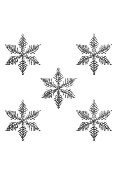 OEM Set Ornamente Brad de Craciun Fulgi Argintii cu Glitter 10cm - 5buc