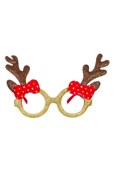 OEM Red Glitter Deer Christmas Glasses
