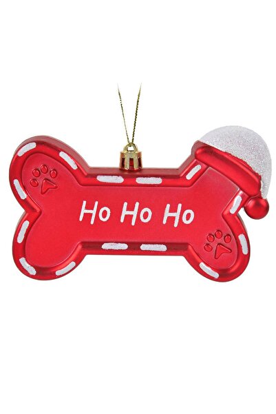 OEM Ornament Brad de Craciun Os Rosu Mat 3D cu Glitter Irizat 12,5cm