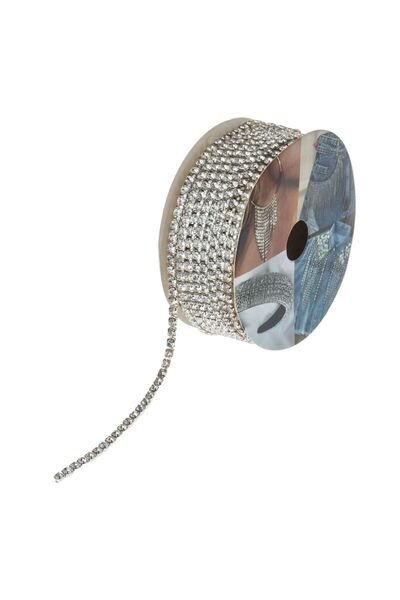 OEM Strass Argintiu pe Panglica cu Un Rand pentru Haine & Accesorii 3m