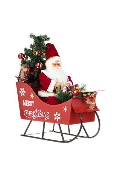 OEM Figurina Decorativa de Craciun Sanie cu Mos Craciun Muzica & LED 45cm
