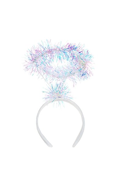 OEM Λευκή Βελούδινη Στέκα Μαλλιών με Αύρα και Ολογραφικό Γκλίτερ