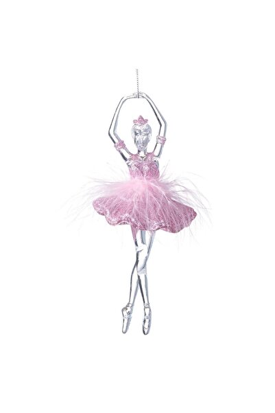 OEM Διαφανές Χριστουγεννιάτικο Στολίδι Δέντρου σε σχήμα Μπαλαρίνας, Ροζ με Γκ...