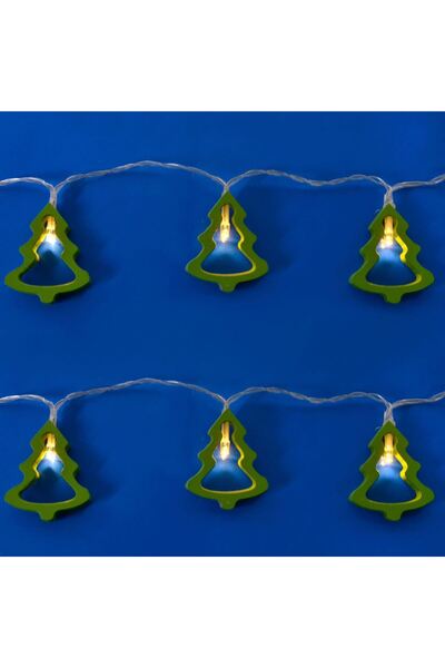 OEM 10-Light Battery-Powered Green Wooden Fir Tree 1.2m - Warm White