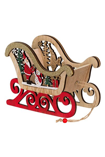 OEM Cos Sanie din Lemn de Craciun Rosu 20x9x15cm
