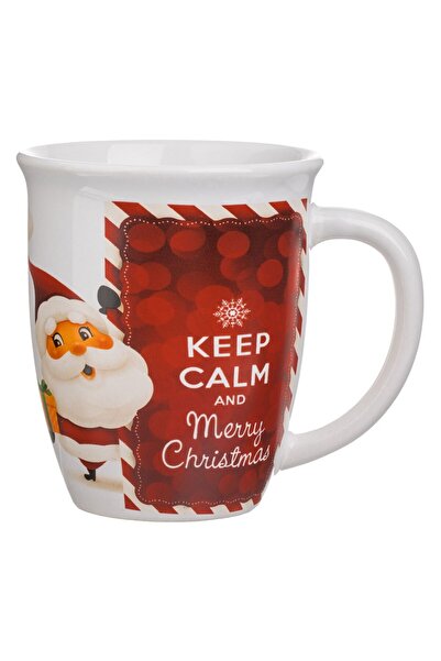 OEM Red White Ceramic Mug with Santa Claus & Message 420ml