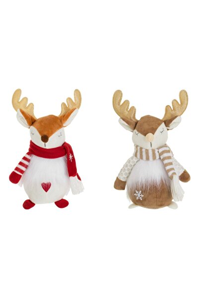 OEM Figurina Decorativa de Craciun Ren cu Fular Colorat 28cm