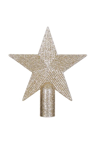 OEM Varf Brad de Craciun Stea Bej Sampanie cu Glitter 15cm