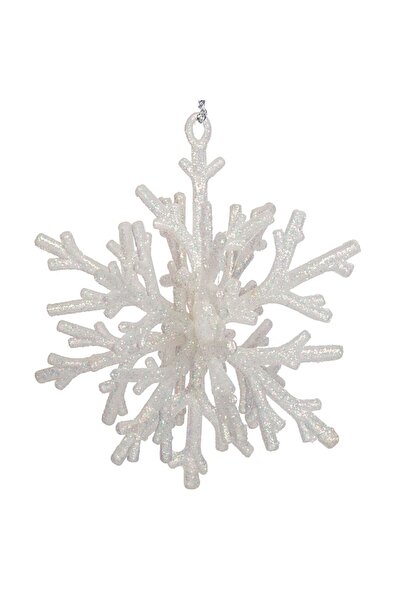 OEM Ornament pentru Brad de Craciun Fulg 3D Alb Irizat 15cm