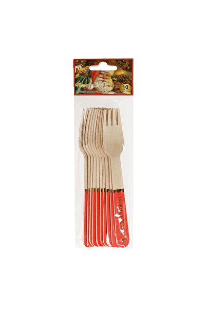 OEM Merry Christmas Wooden Forks 16cm - 10pcs
