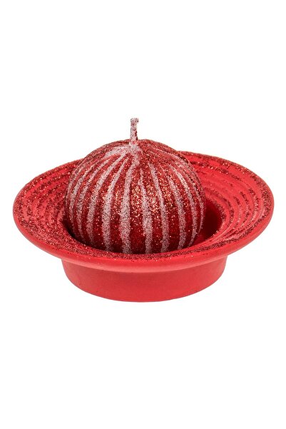 OEM Platou Decorativ de Craciun Rosu cu Lumanare 10cm