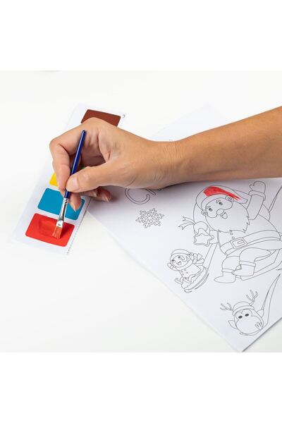 OEM Christmas Coloring Set A4 with Watercolors & Brush - 2pcs