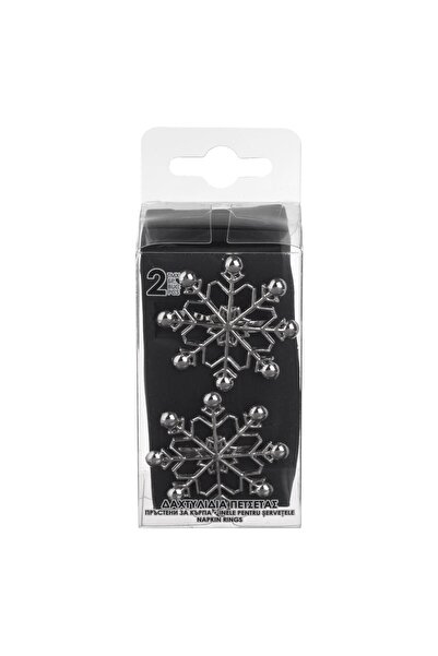 OEM Silver Metallic Rings with Christmas Snowflakes for Table Napkin Ø4cm - 2pcs
