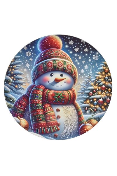 OEM Platou Decorativ Rotund din Plastic de Craciun Om de Zapada cu Fular Ø33cm