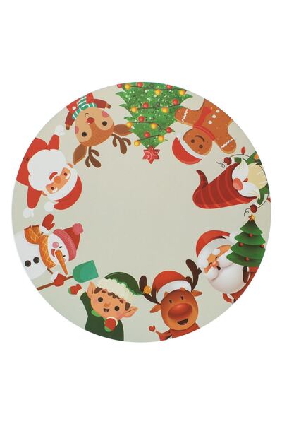 OEM Round Ecru Christmas Plate Holder with Figurines Ø38cm