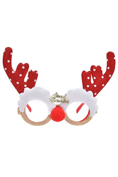 OEM Christmas Glasses with Red Deer Antlers and Glitter Snow Polka Dots