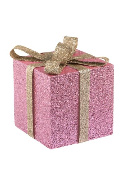 OEM Cadou Decorativ de Craciun din Spuma Roz cu Panglica Glitter 13x13x15cm