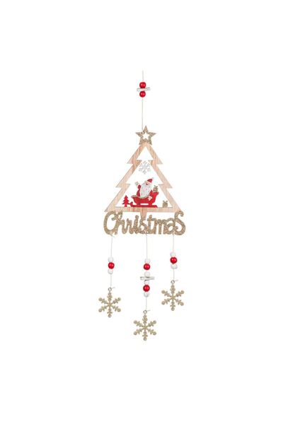 OEM Decoratiune Suspendabila de Craciun din Lemn Mos Craciun Brad Fulgi 51cm