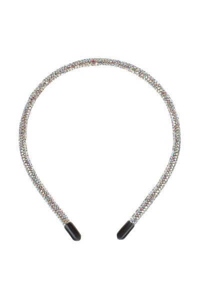 OEM Women's Cylindrical Hair Crown with White Rhinestones