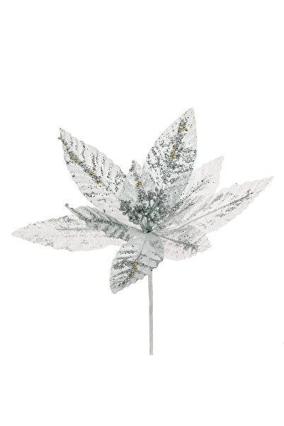 OEM Decorative Christmas Flower Silver with Sequins 19cm