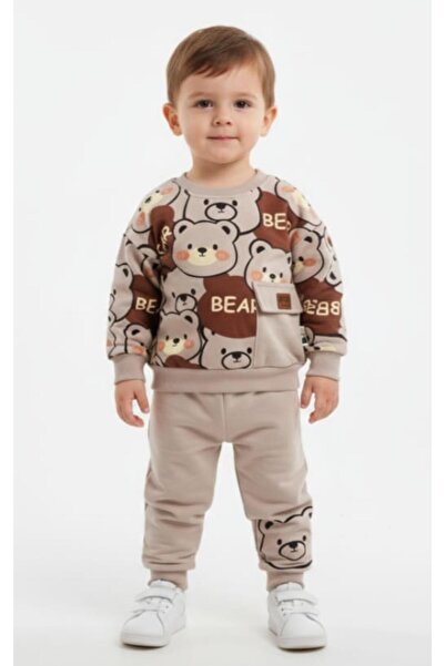 gigigiyim Bear Printed Boy's Suit Beige