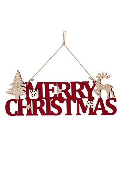 OEM Decoratiune de Craciun Suspendabila din Lemn "Merry Christmas" Catifea Bo...