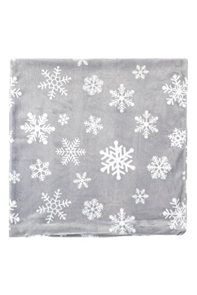 OEM Christmas Decorative Velvet Pillowcase Grey with White Snowflakes 45x45cm