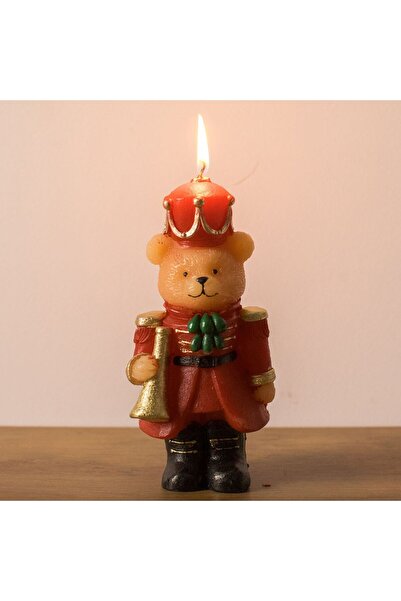 OEM Χριστουγεννιάτικο Κερί σε Σχήμα Τρισδιάστατου Αρκουδάκι-Στρατιώτη 8x9x18εκ.