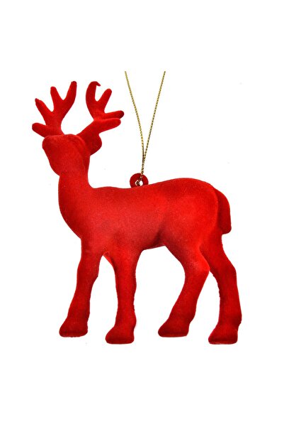 OEM Ornament Brad de Craciun Cerb Rosu Glitter 13cm