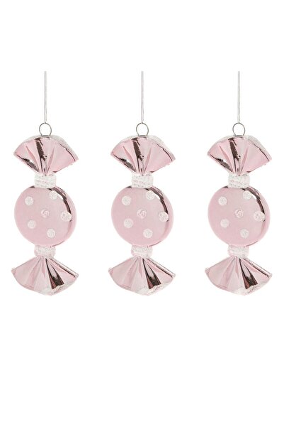 OEM Ornamente Brad de Craciun Bomboane Roz Lucioase cu Buline Albe Irizate 9c...