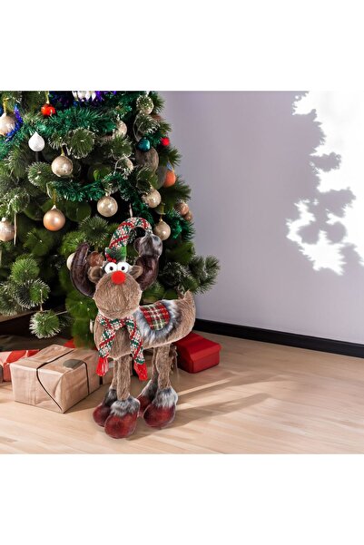 OEM Decorative Christmas Figurine White Reindeer with Gold Sequins 64cm