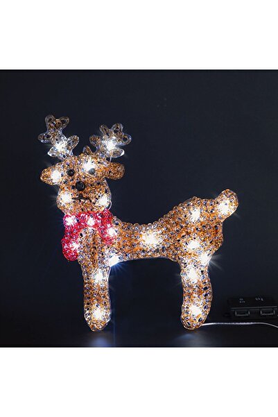 OEM Ren Decorativ de Craciun cu 20 de Becuri LED 30x34cm - Alb Cald