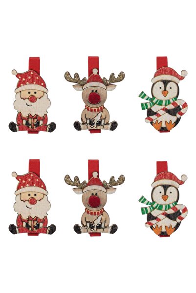 OEM Clestisori Decorativi din Lemn de Craciun cu Figurine - 6buc