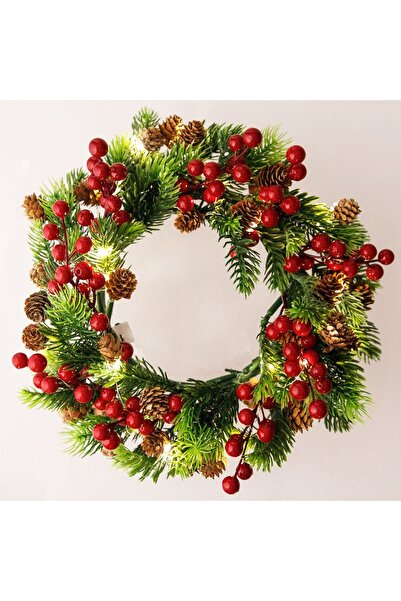 OEM Χριστουγεννιάτικο διακοσμητικό δαχτυλίδι με κλαδιά έλατου, μούρα, κώνους ...