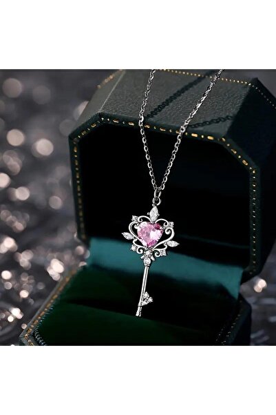 Sepetten Eve ÖZEL SERİ Gümüş Kaplama Aşkın Anahtarı Kararmaz Kolye Sevgiliye Hediye ( Sürpriz Hediyeli )