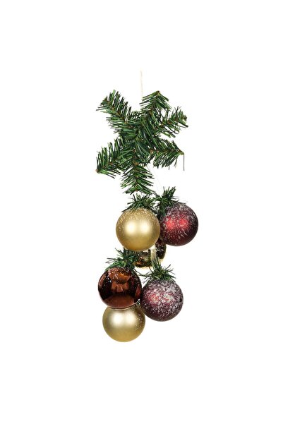 OEM Ghirlanda Decorativa de Craciun cu 6 Globuri Shiny Bronz Bej 38cm