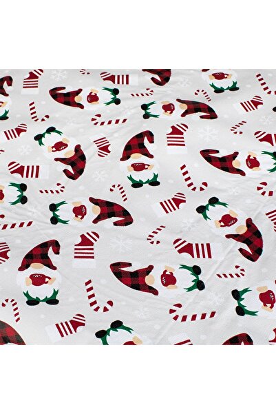 OEM Decorative Gray Laminated Tablecloth with Christmas Gnome Pattern 180x140cm
