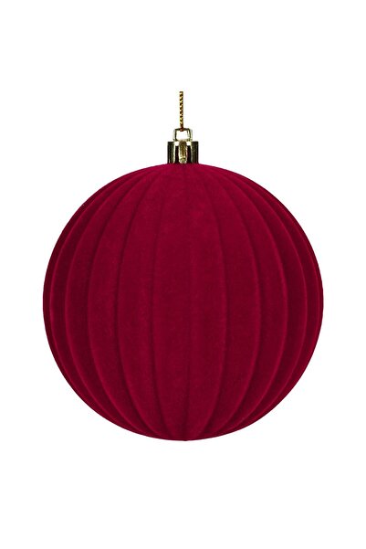 OEM Ornament Brad de Craciun Glob Bordo Catifelat cu Dungi Verticale Ø10cm