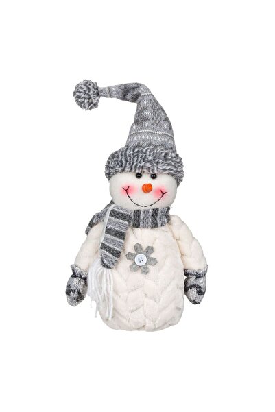 OEM Figura Decorativa de Craciun Om de Zapada Caciula Alba Gri Fular 32 centi...