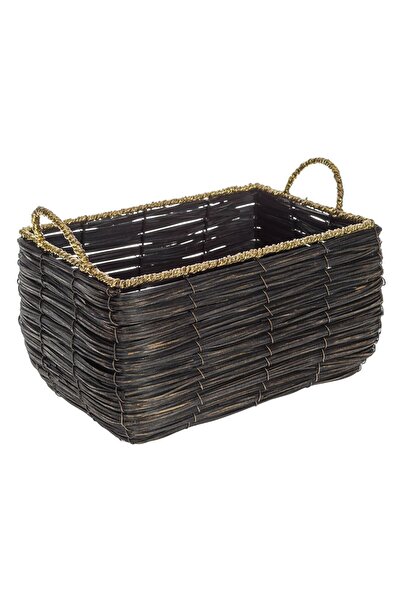 OEM Black Basket with Gold Details & Handles for Drinks 32.5x22x17cm