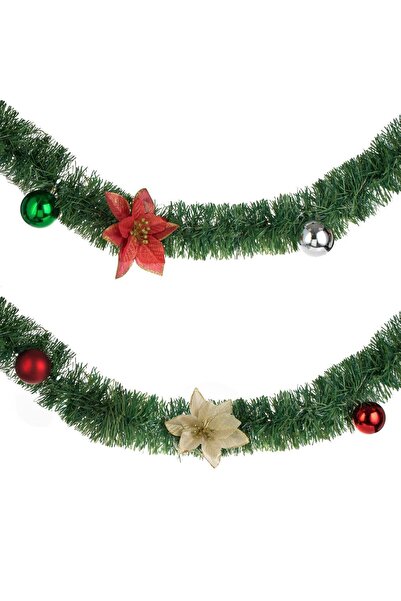 OEM Beteala de Craciun Verde cu Craciunite & Globuri cu LED 3mx8cm