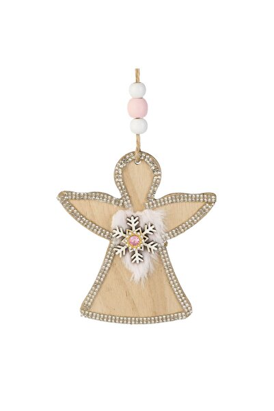 OEM Wooden Angel Christmas Tree Ornament with Rhinestones 10cm