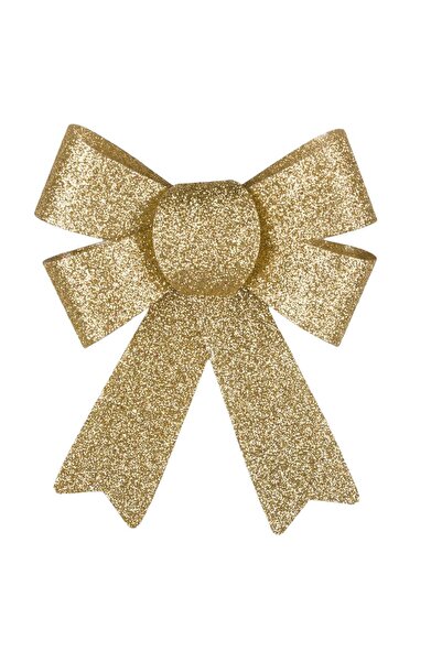 OEM Decorative Christmas Gold Glitter Bows 14cm - 3pcs