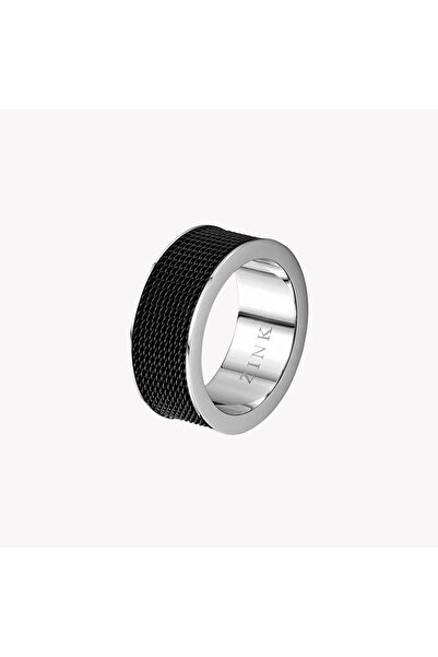 ZINK Men's Silver & Black Stainless Steel Ring | Zjrg019sb