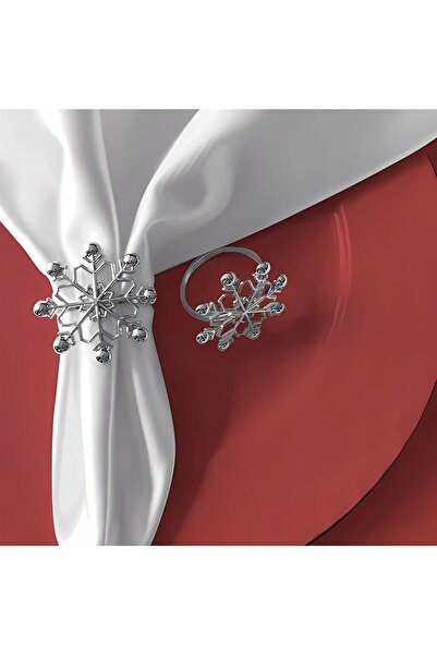 OEM Silver Metallic Rings with Christmas Snowflakes for Table Napkin Ø4cm - 2pcs