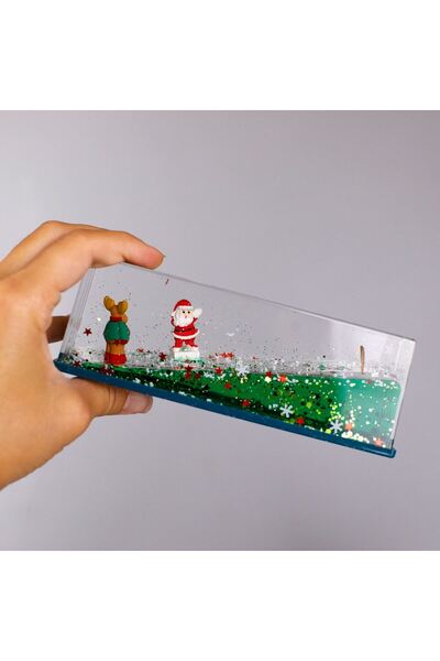 OEM Slow Motion Liquid Toy Green & Santa Reindeer Confetti 15x5x5cm